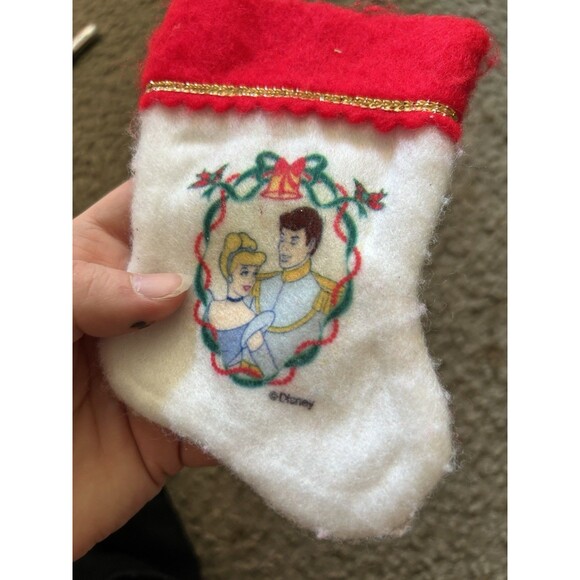 2 Vintage Disney Ornament Or Mini Stocking Cinderella And Prince Charming - Picture 5 of 6